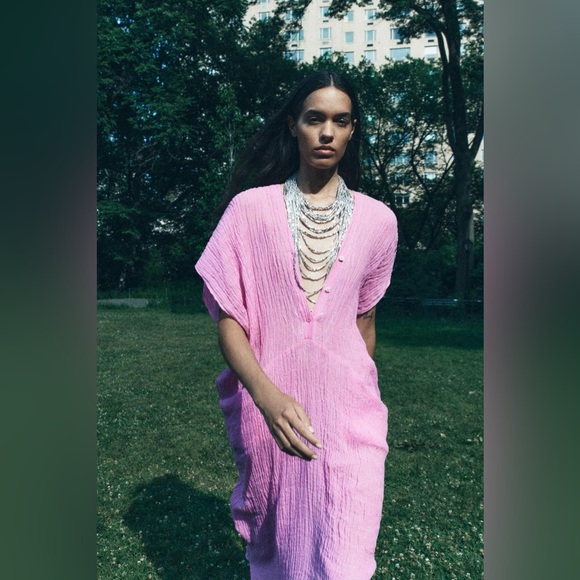 ZARA 100% LINEN DRESS - Picture 2 of 12